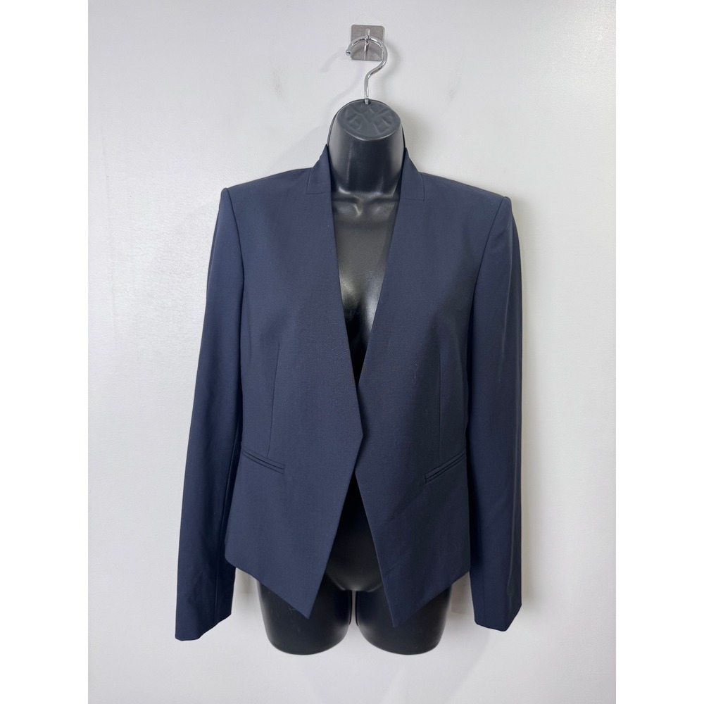 NWT Theory Women Navy Blazer Lanai Sevona Open Front Wool Blend 6